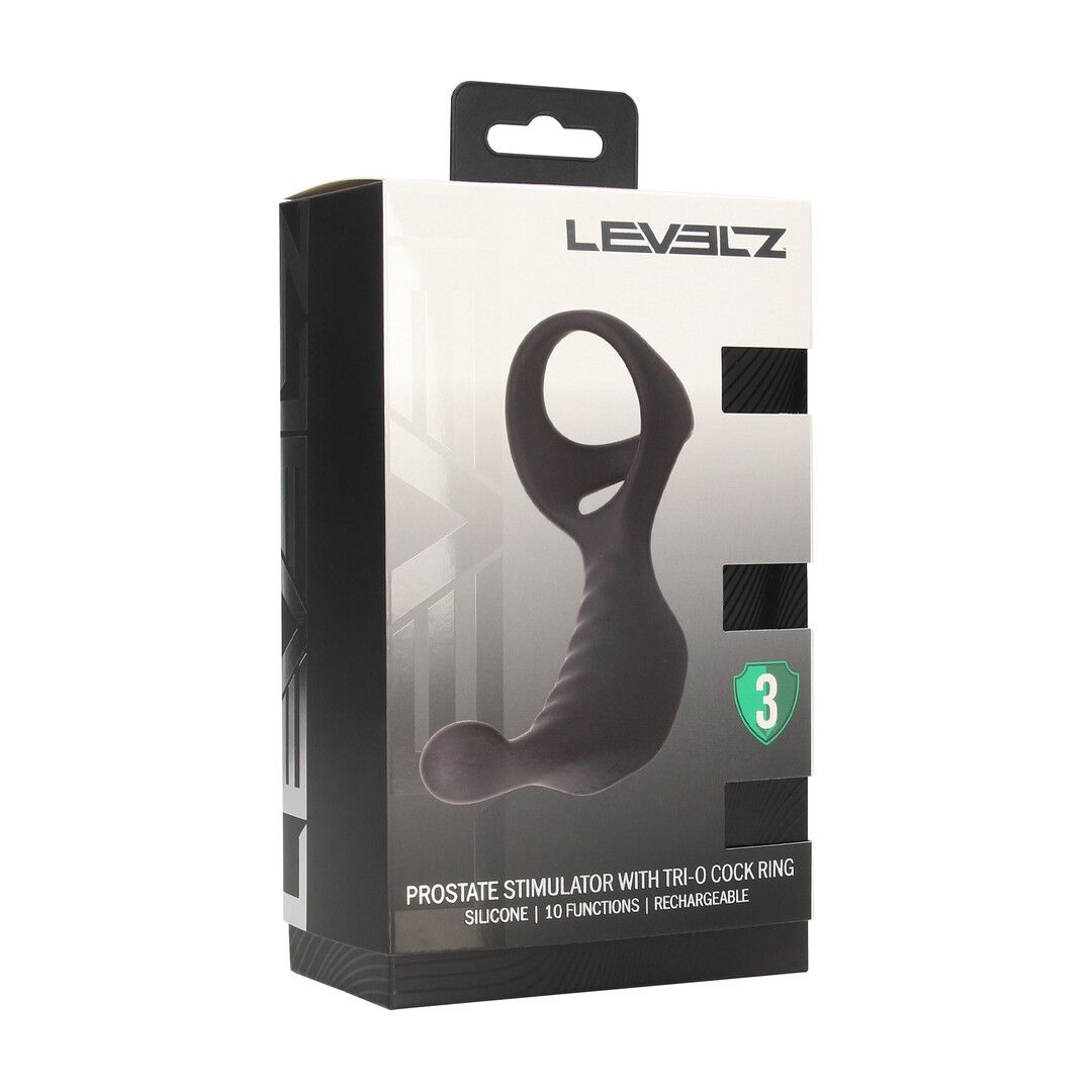 Levelz by shots Vibrerende Siliconen Prostaat Stimulator met Tri O Cockring - Zwart (8714273067692)