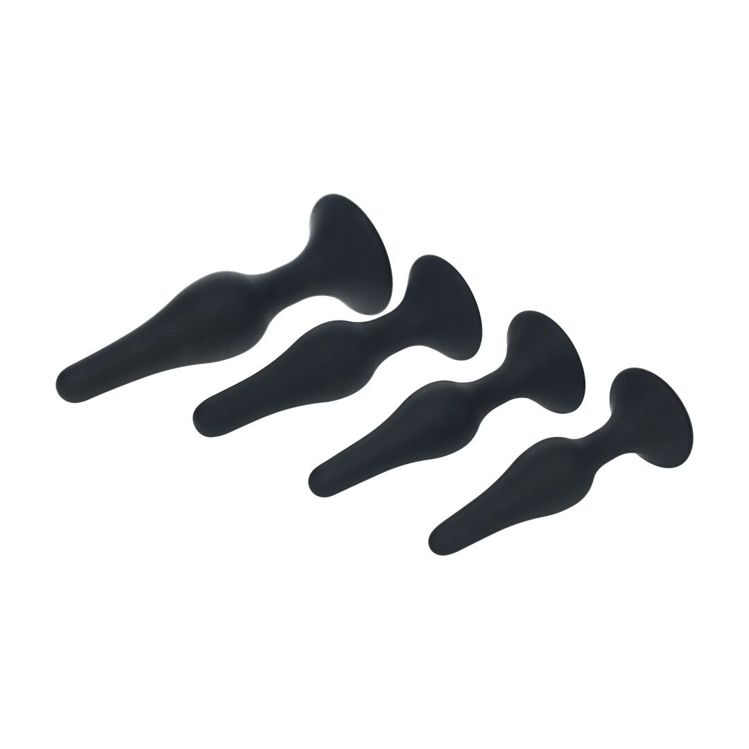 Levelz by shots Slim Siliconen Anale Plug Set van 4 - S/M/L/XL - Zwart (8714273066190)