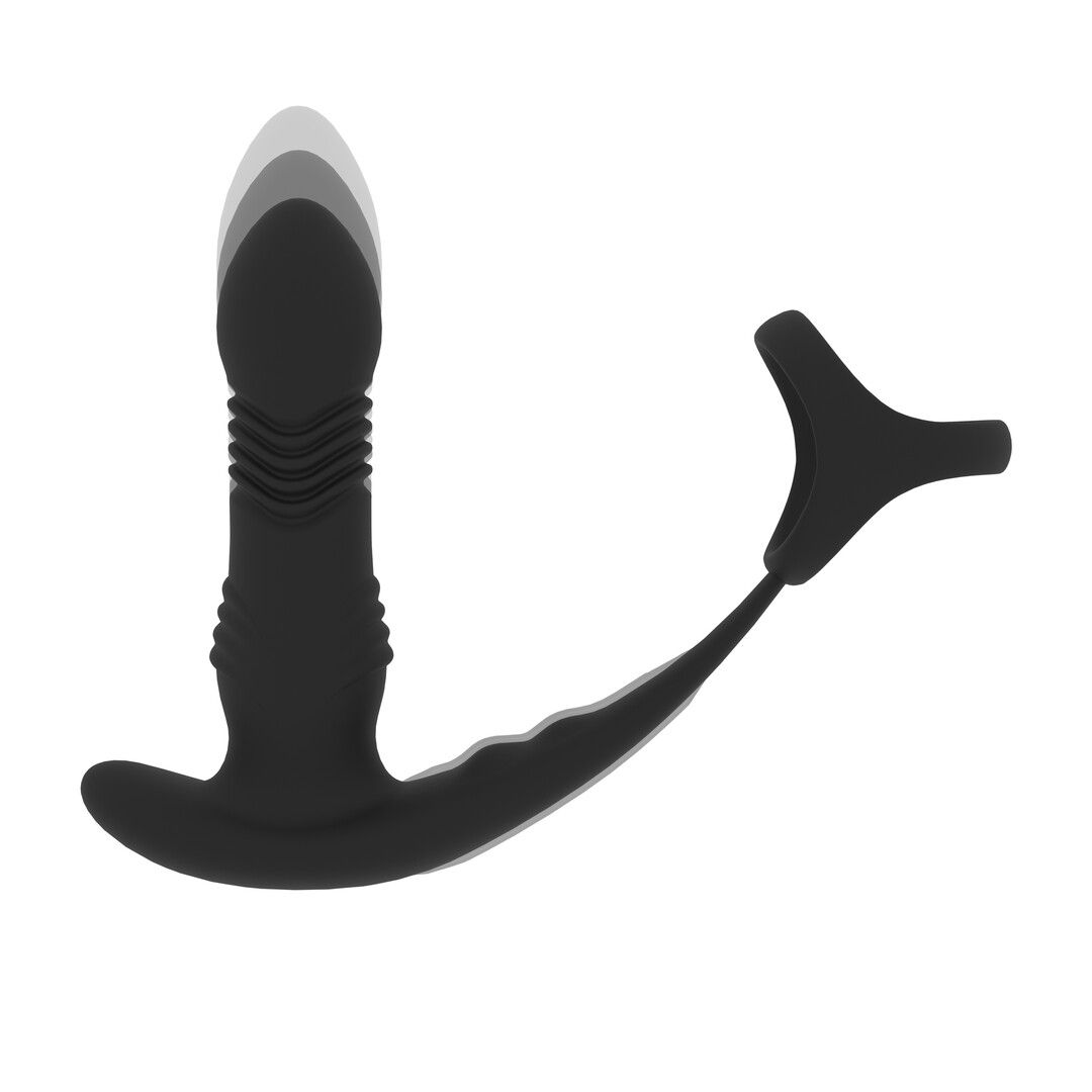 Levelz by shots Vibrerende en Duwende Siliconen Prostaatmassager met Tri O Cockring - Zwart (8714273067913)