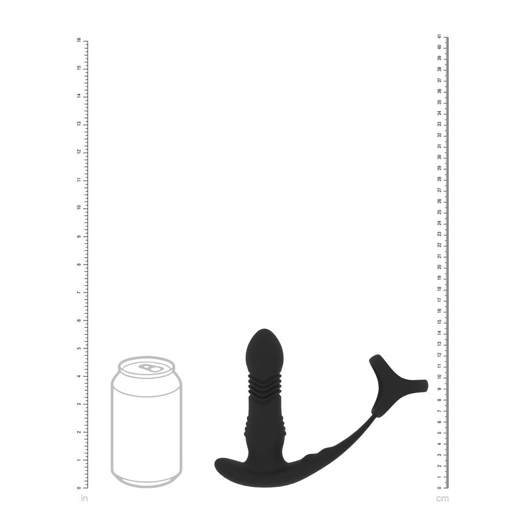Levelz by shots Vibrerende en Duwende Siliconen Prostaatmassager met Tri O Cockring - Zwart (8714273067913)