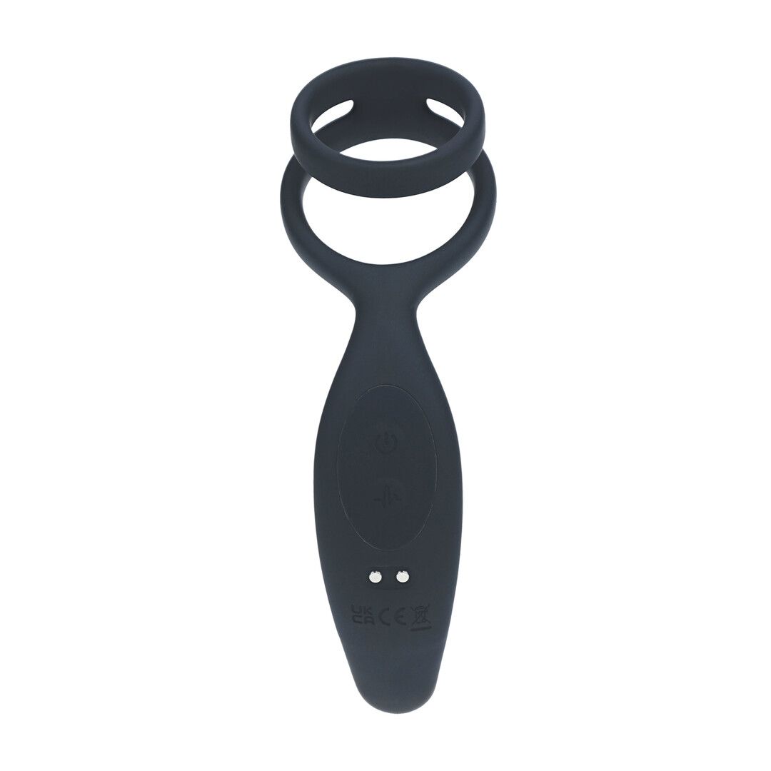 Levelz by shots Vibrerende Siliconen Prostaatstimulator met Cock- en Ballring - Zwart (8714273067678)