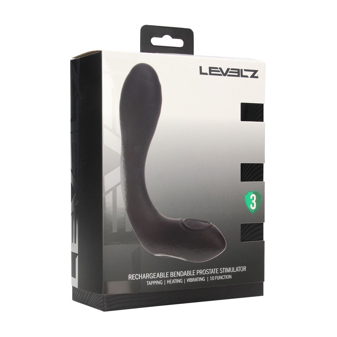 Levelz by shots Vibrerende Verwarmende Buigbare Tapping Silicone Prostaat Stimulator - Zwart (8714273067630)