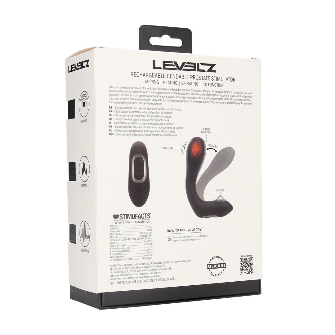 Levelz by shots Vibrerende Verwarmende Buigbare Tapping Silicone Prostaat Stimulator - Zwart (8714273067630)