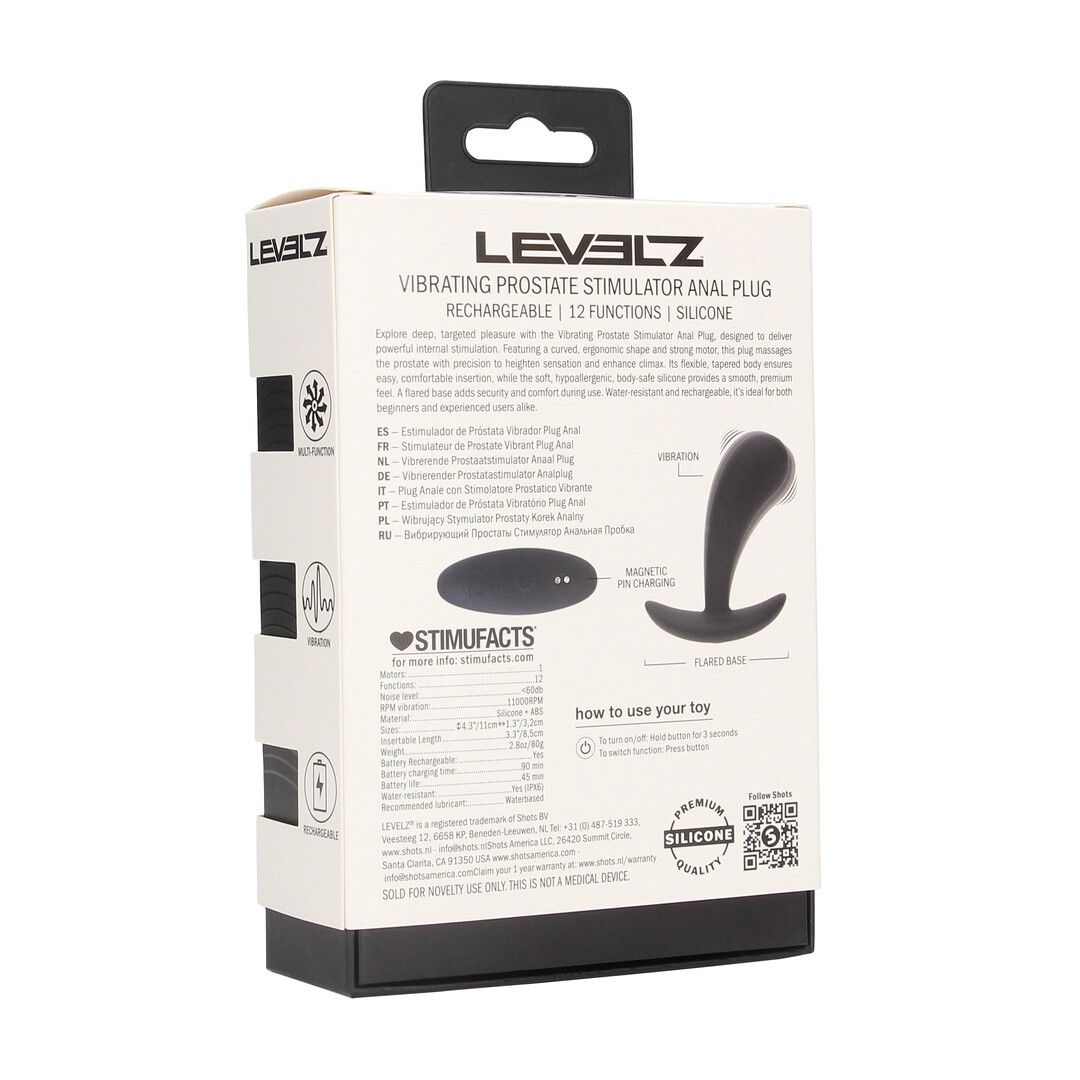 Levelz by shots Vibrerende Siliconen Prostaat Stimulator Anale Plug - S - Zwart (8714273067432)