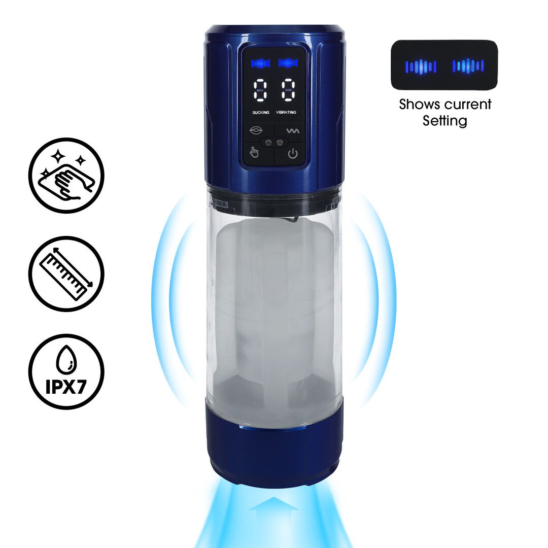 Pumped by shots UltraLift - Automatische Waterdichte Masturbator Pomp - Metallic Blauw (8714273059598)