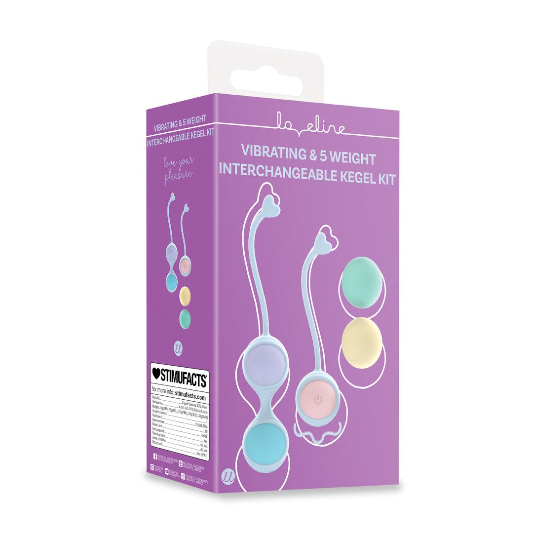 Loveline by shots Vibrating and 5 Weight Interchangeable Kegel Kit with Remote Control - Purple (8714273026491)