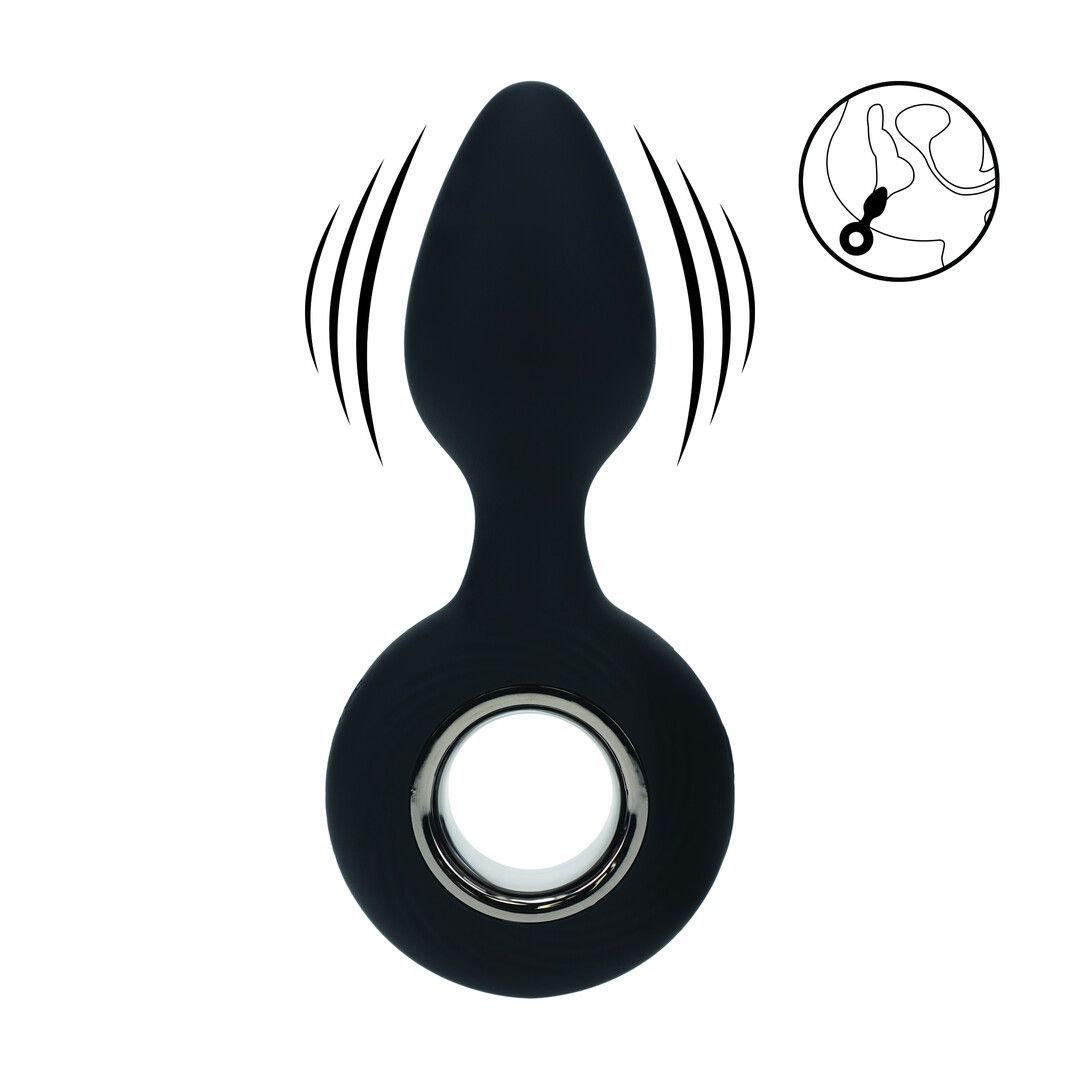 Levelz by shots Vibrerende Siliconen Anale Plug met Lus - Zwart (8714273067333)