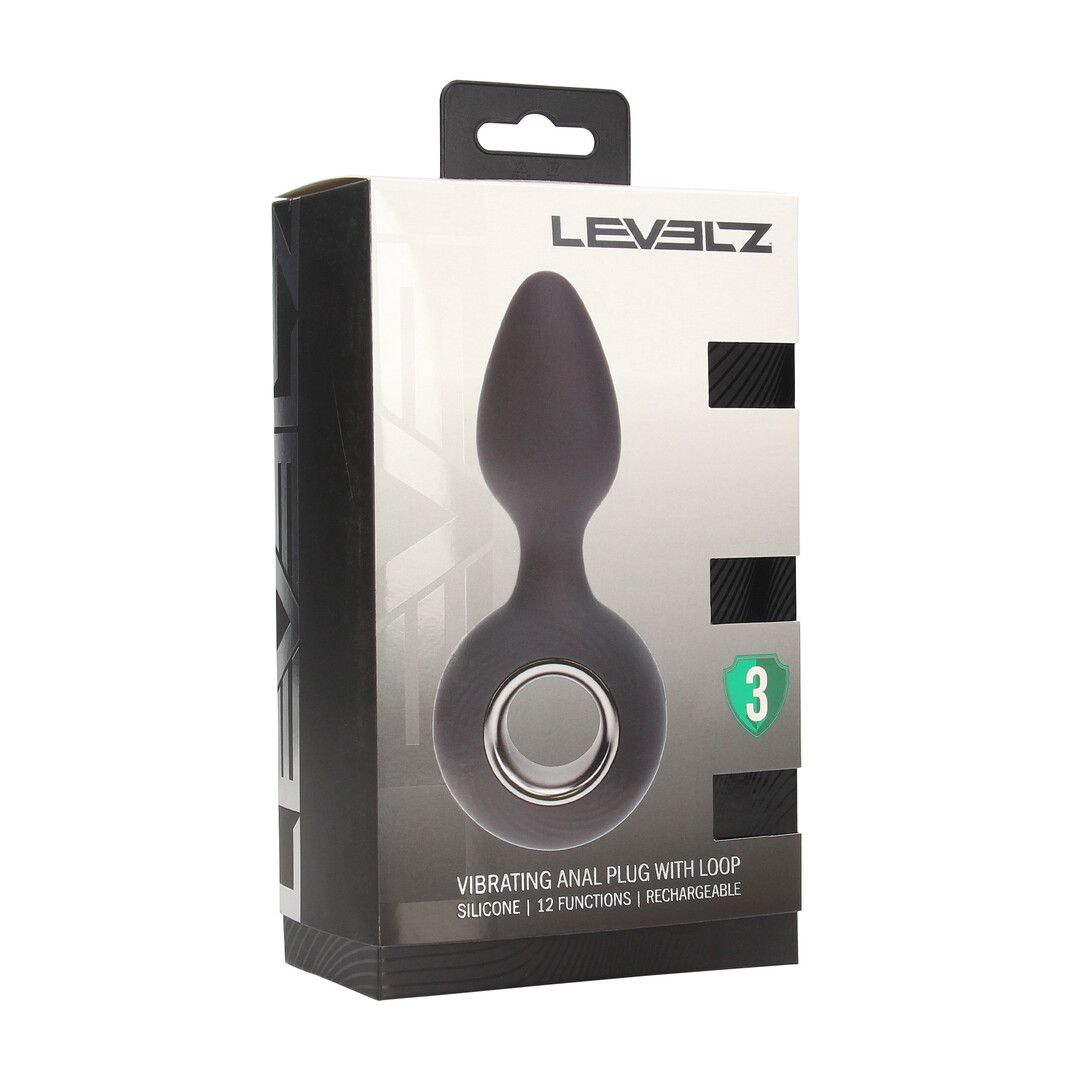 Levelz by shots Vibrerende Siliconen Anale Plug met Lus - Zwart (8714273067333)