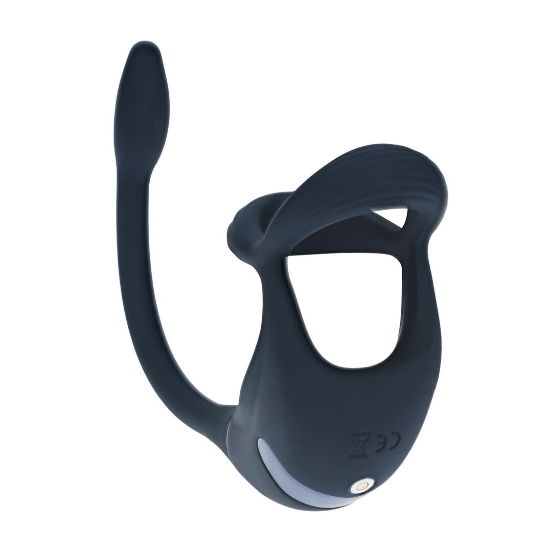 Levelz by shots Afstandsbediening Vibrerende Siliconen Tri O Cockring met Prostaatstimulator - Zwart (8714273067791)