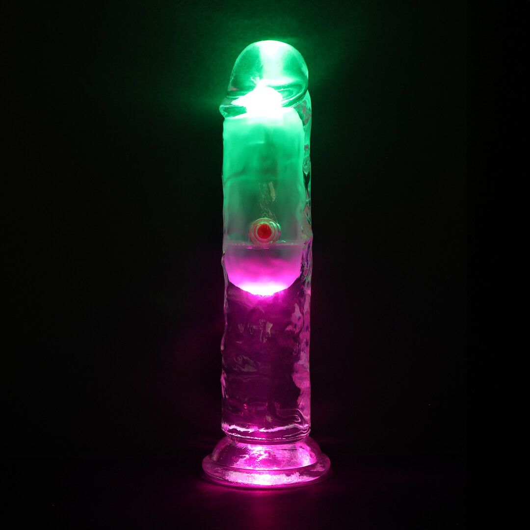 Realrock by shots LED Vibrerende Rechte Penis - 6 / 15 cm - Transparant (8714273059604)