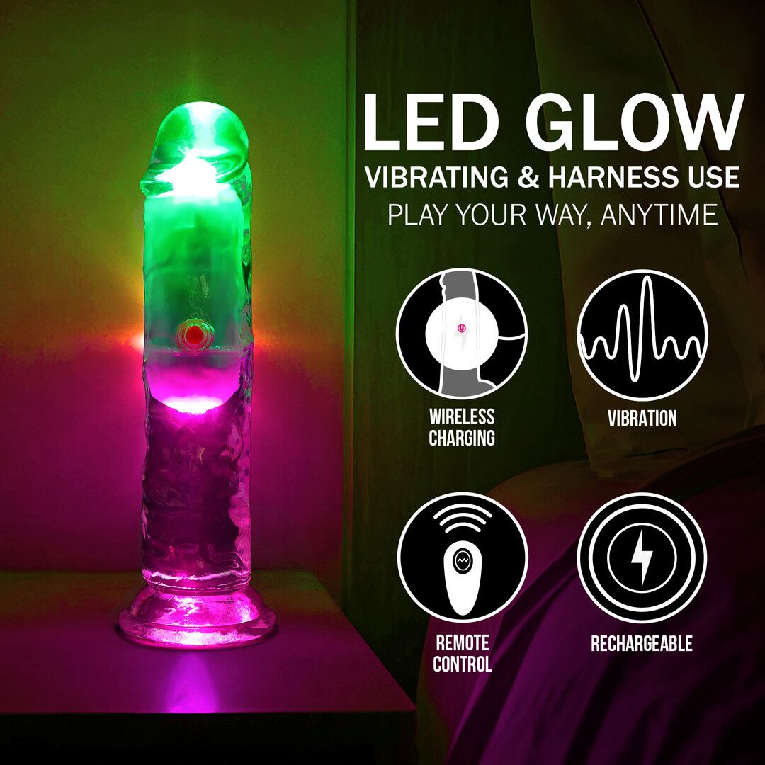 Realrock by shots LED Vibrerende Rechte Penis - 6 / 15 cm - Transparant (8714273059604)
