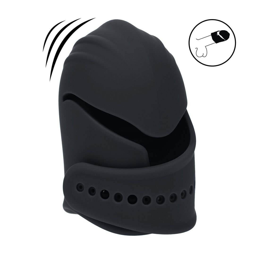 Levelz by shots Verstelbare Vibrerende Siliconen Penis Hoofd Stimulator - Zwart (8714273067579)