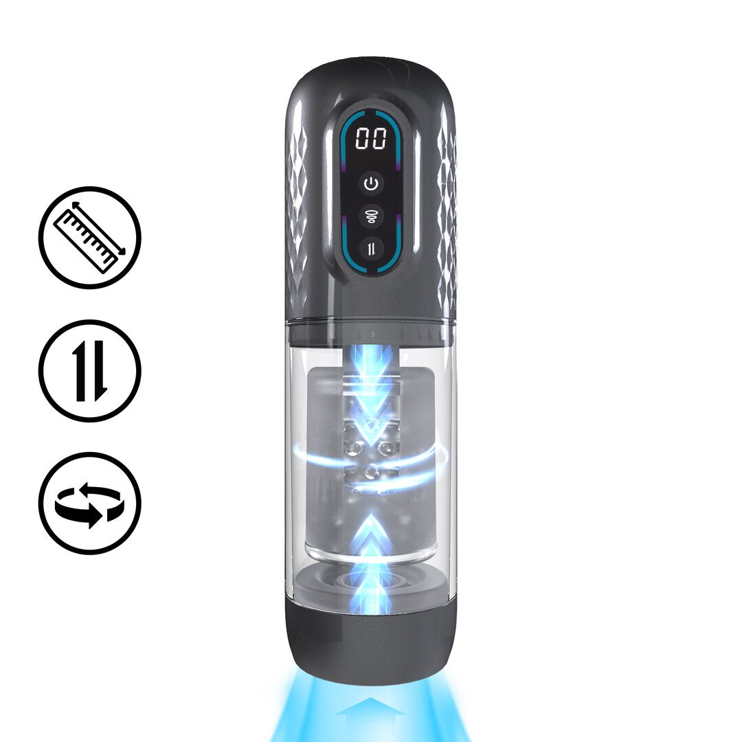 Pumped by shots Vortex - Suction Rotation and Thrusting Masturbator Pump - Gun Metal (8714273061379)