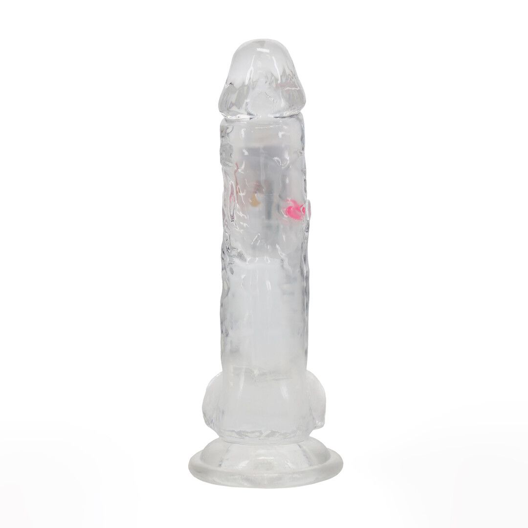Realrock by shots LED Vibrating Straight Cock with Balls - 8 / 20 cm - Transparent (8714273059659)