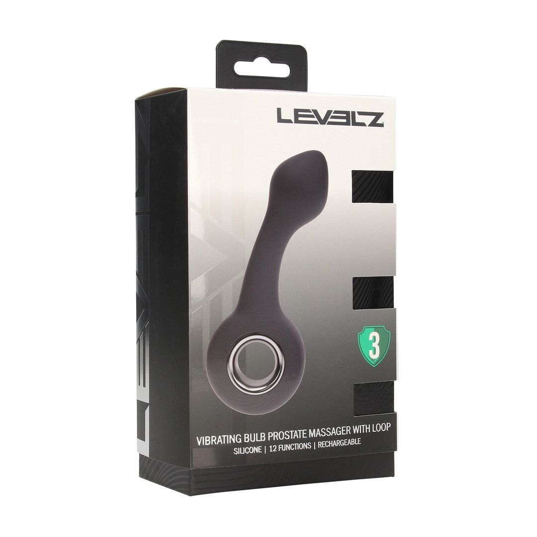 Levelz by shots Vibrerende Bulb Silicone Prostaat Massager met Lus - Zwart (8714273067371)