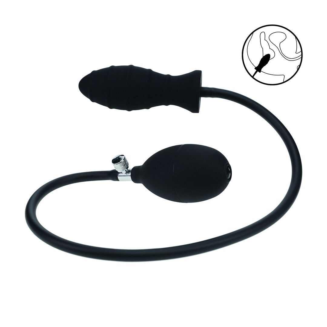 Levelz by shots Geribbelde Opblaasbare Siliconen Anale Plug - Zwart (8714273068309)