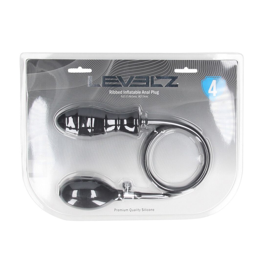Levelz by shots Geribbelde Opblaasbare Siliconen Anale Plug - Zwart (8714273068309)