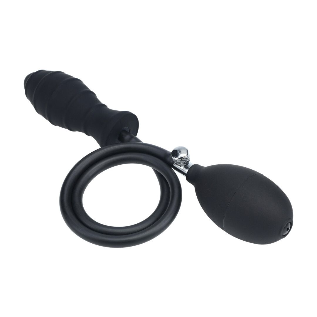 Levelz by shots Geribbelde Opblaasbare Siliconen Anale Plug - Zwart (8714273068309)