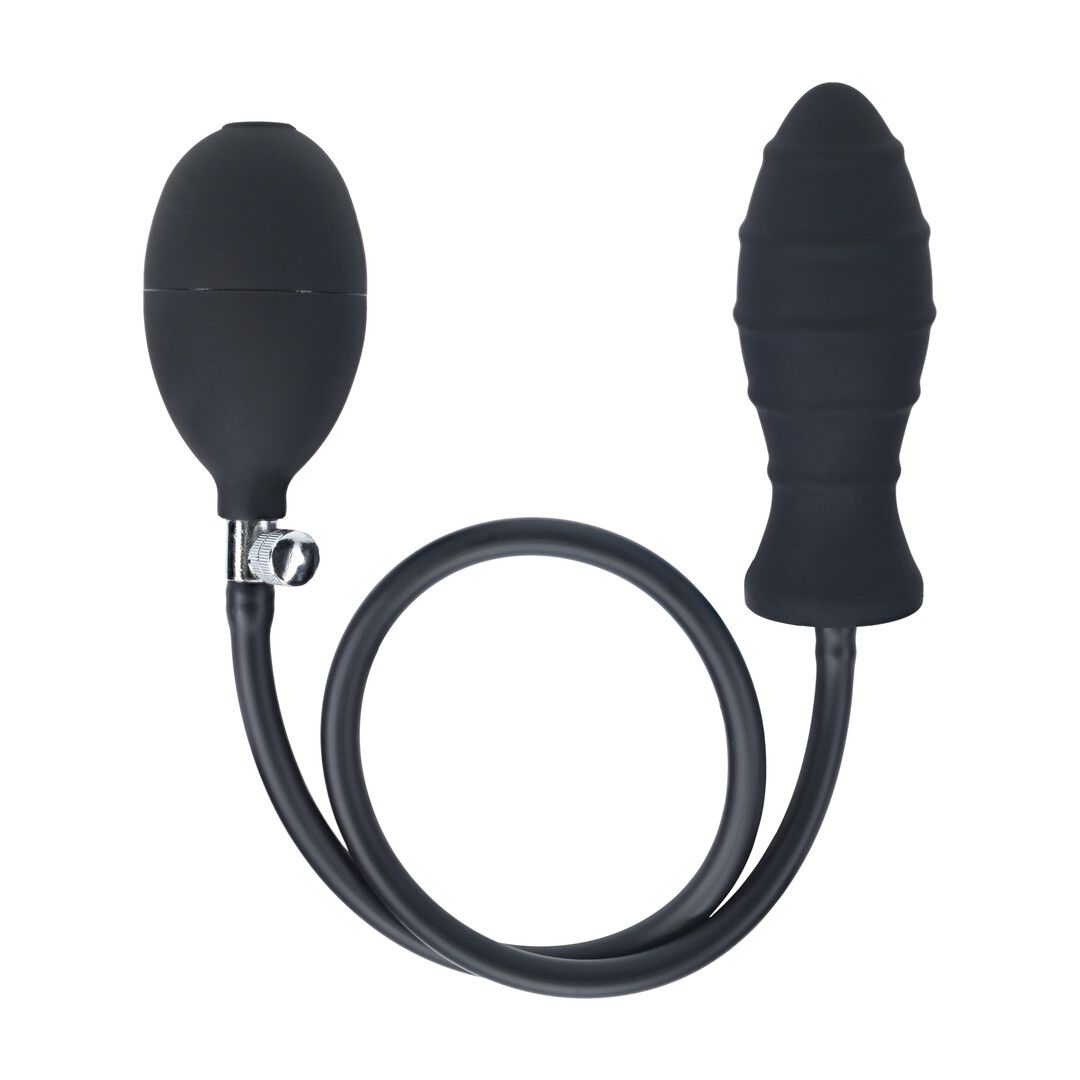 Levelz by shots Geribbelde Opblaasbare Siliconen Anale Plug - Zwart (8714273068309)