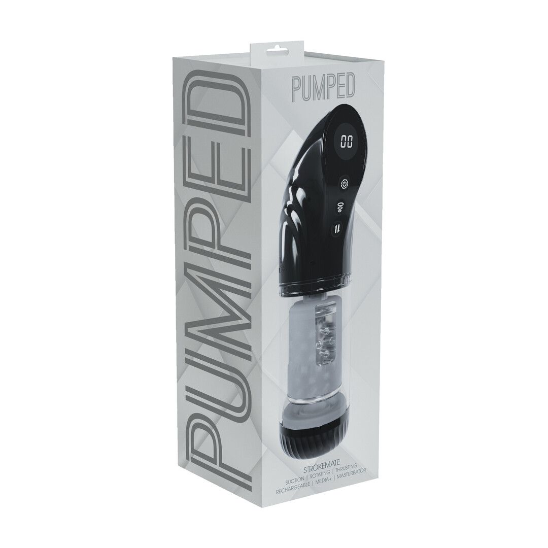 Pumped by shots StrokeMate - Suction Rotation and Thrusting Masturbator Pump - Black (8714273061355)