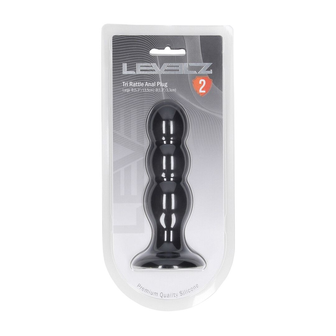 Levelz by shots Tri Rattle Liquid Silicone Anale Plug - L - Zwart (8714273065407)