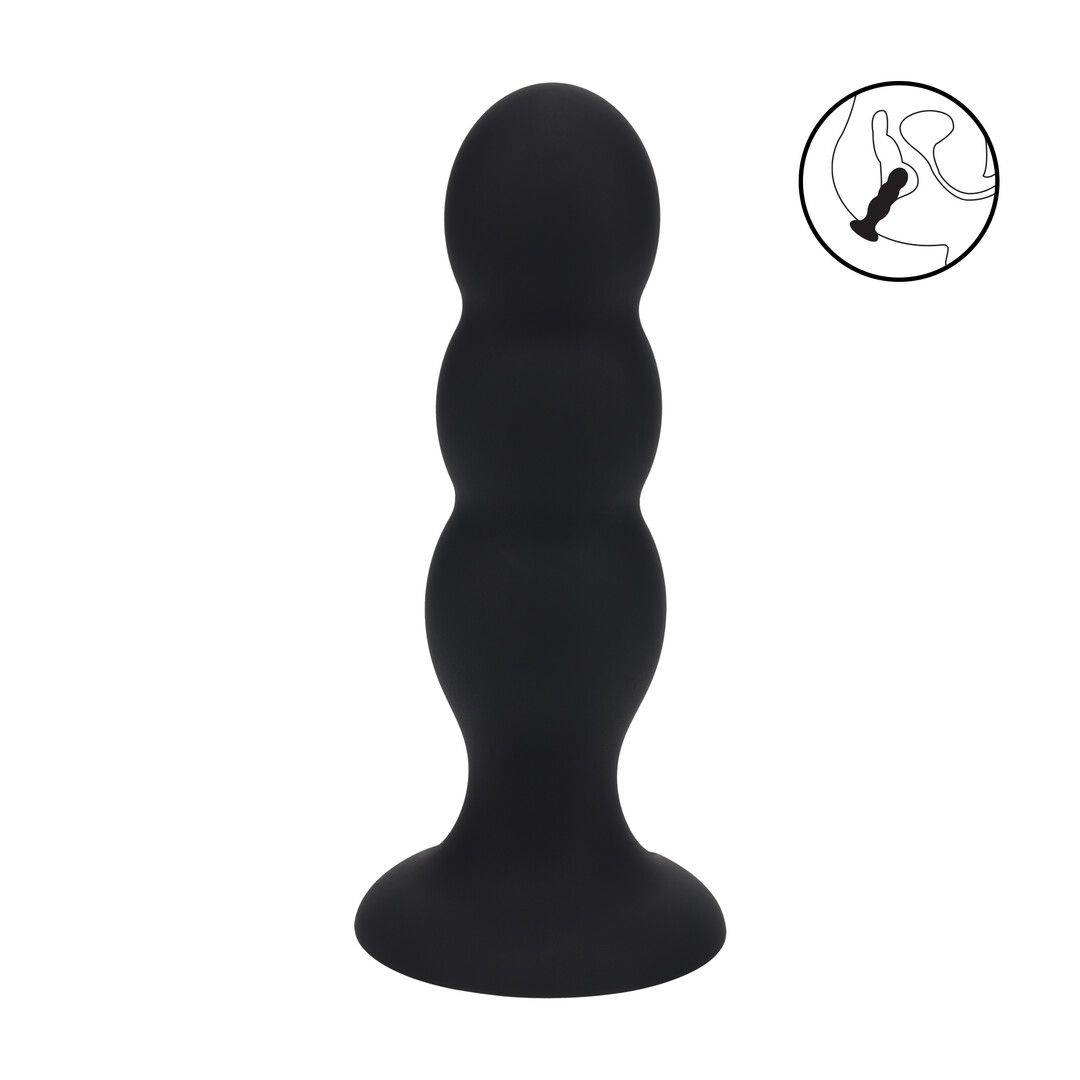 Levelz by shots Tri Rattle Liquid Silicone Anale Plug - L - Zwart (8714273065407)