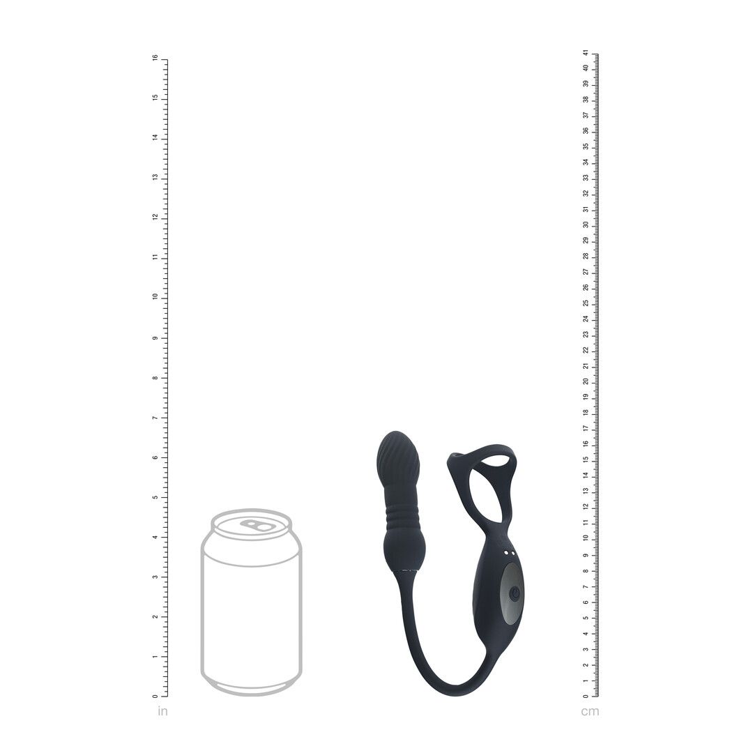 Levelz by shots Vibrerende en Duwende Silicone Tri O Cockring met Prostaat Stimulator - Zwart (8714273067814)
