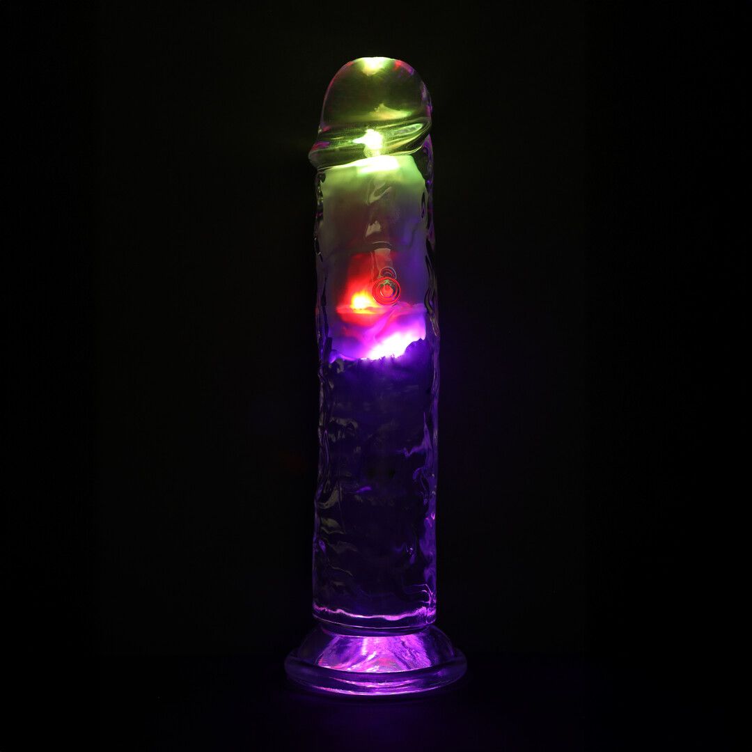 Realrock by shots LED Vibrating Straight Cock - 8 / 20 cm - Transparent (8714273059642)