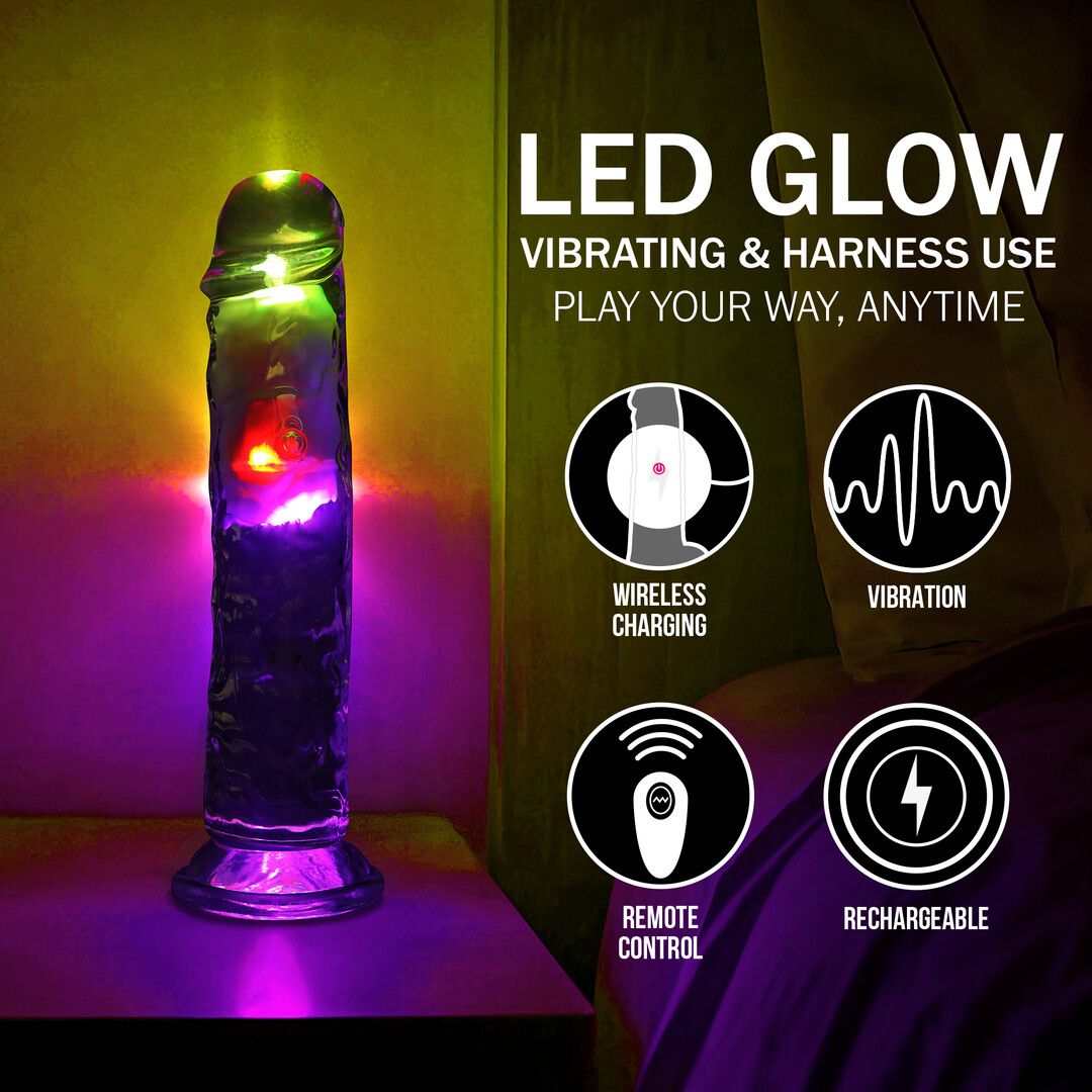 Realrock by shots LED Vibrating Straight Cock - 8 / 20 cm - Transparent (8714273059642)