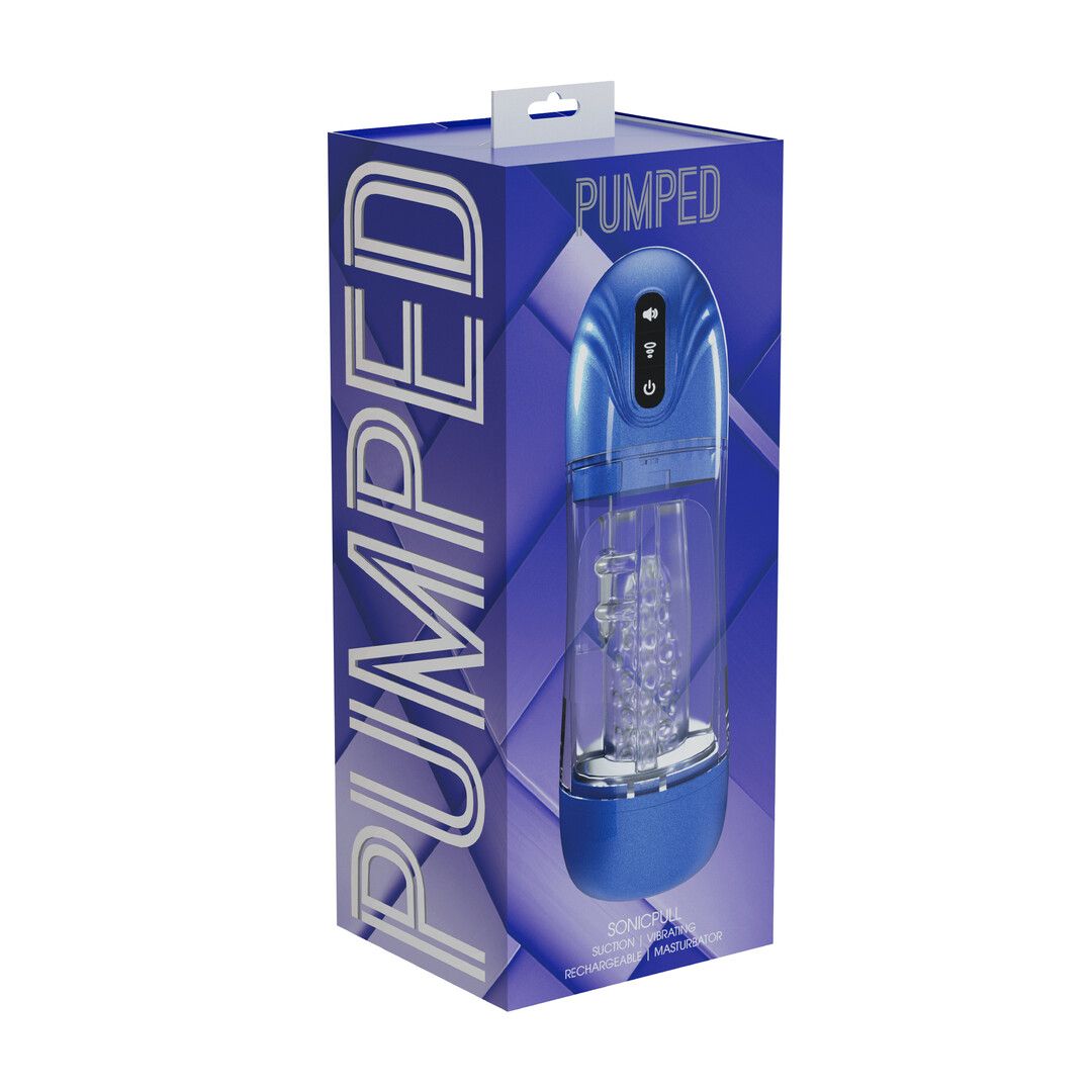 Pumped by shots SonicPull - Zuig- en Trillingsmasturbator Pomp - Multimedia Verbeterd - Metallic Blauw (8714273061423)