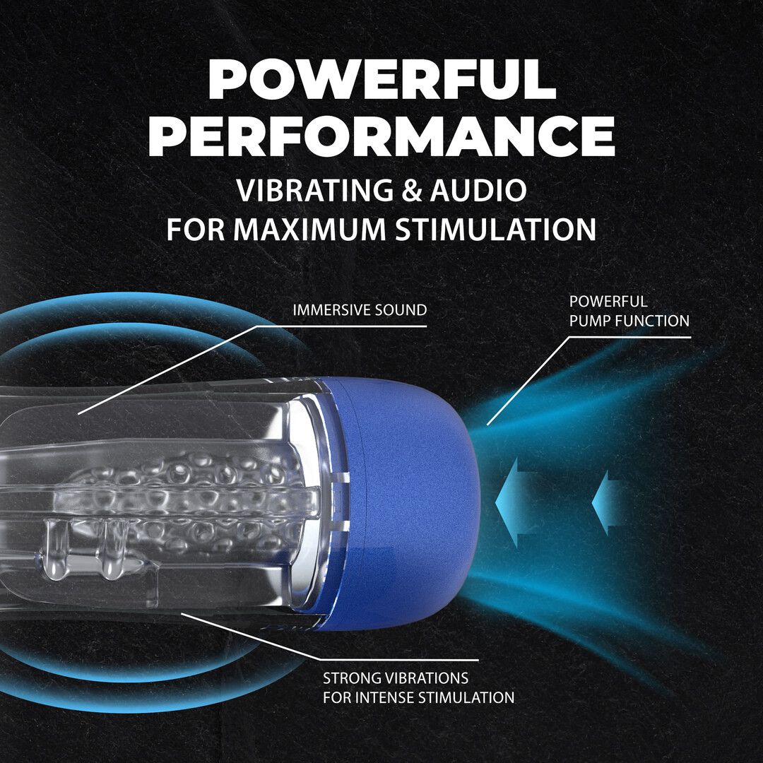 Pumped by shots SonicPull - Zuig- en Trillingsmasturbator Pomp - Multimedia Verbeterd - Metallic Blauw (8714273061423)