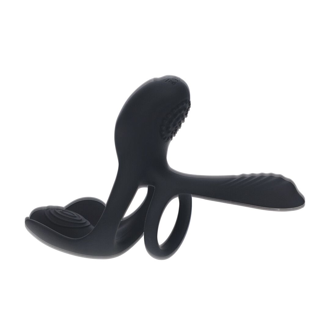Levelz by shots Drievoudige Motor Vibrerende Siliconen Cockring - Zwart (8714273067715)