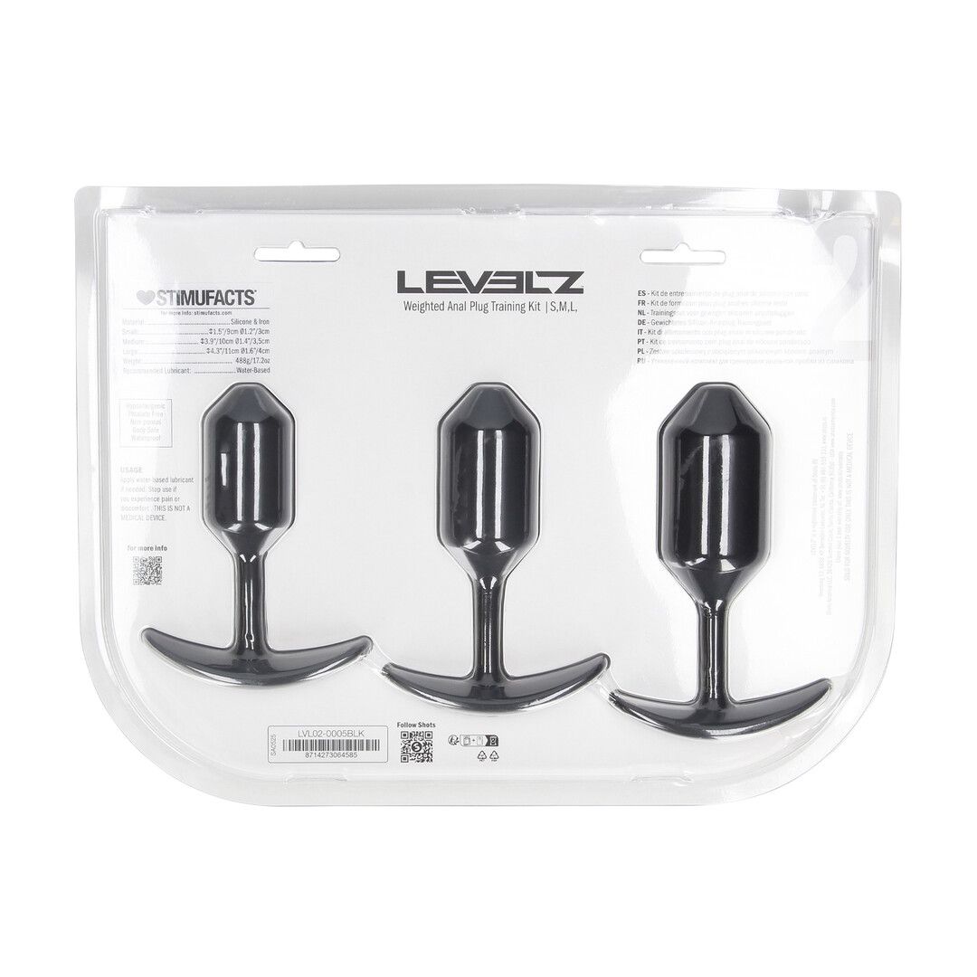 Levelz by shots Siliconen Gewogen Anale Plug Trainingsset van 3 - Zwart (8714273064585)