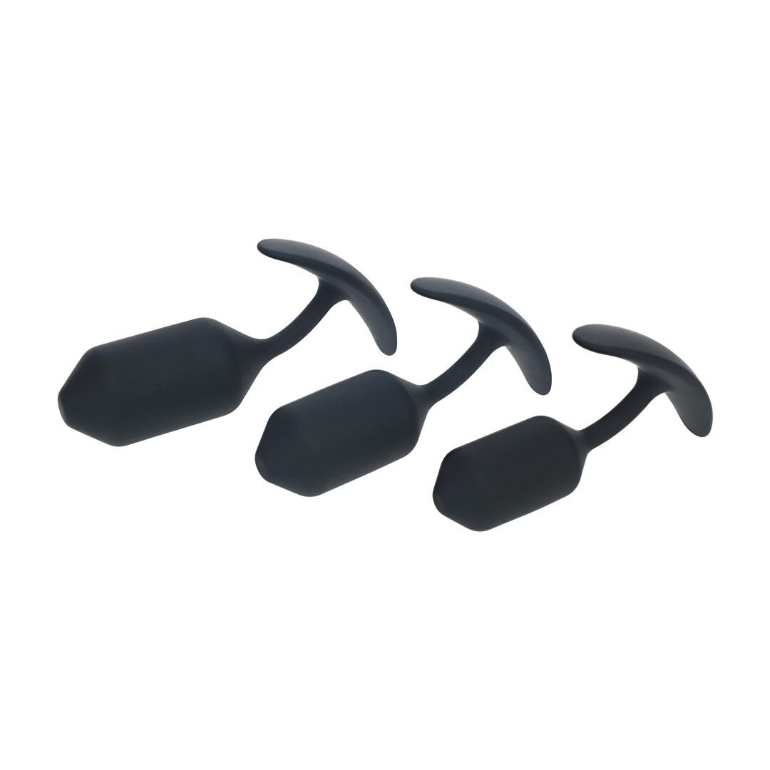 Levelz by shots Siliconen Gewogen Anale Plug Trainingsset van 3 - Zwart (8714273064585)