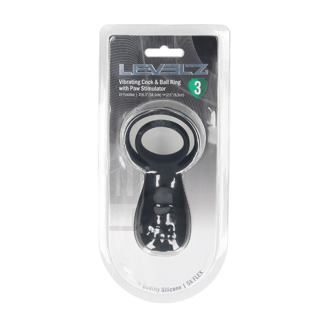 Levelz by shots Vibrerende Cock- en Ballring met Pootstimulator - Zwart (8714273067272)