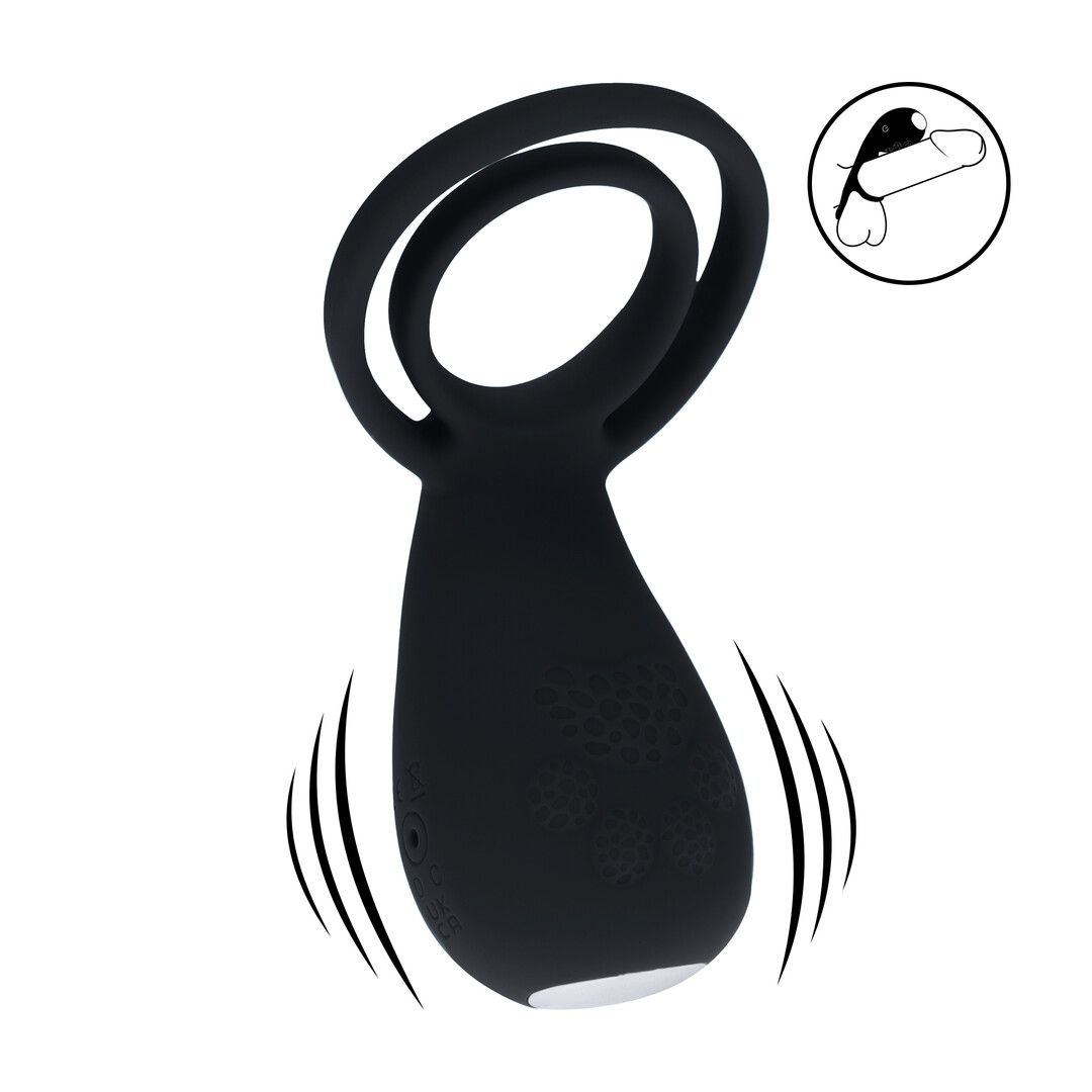 Levelz by shots Vibrerende Cock- en Ballring met Pootstimulator - Zwart (8714273067272)
