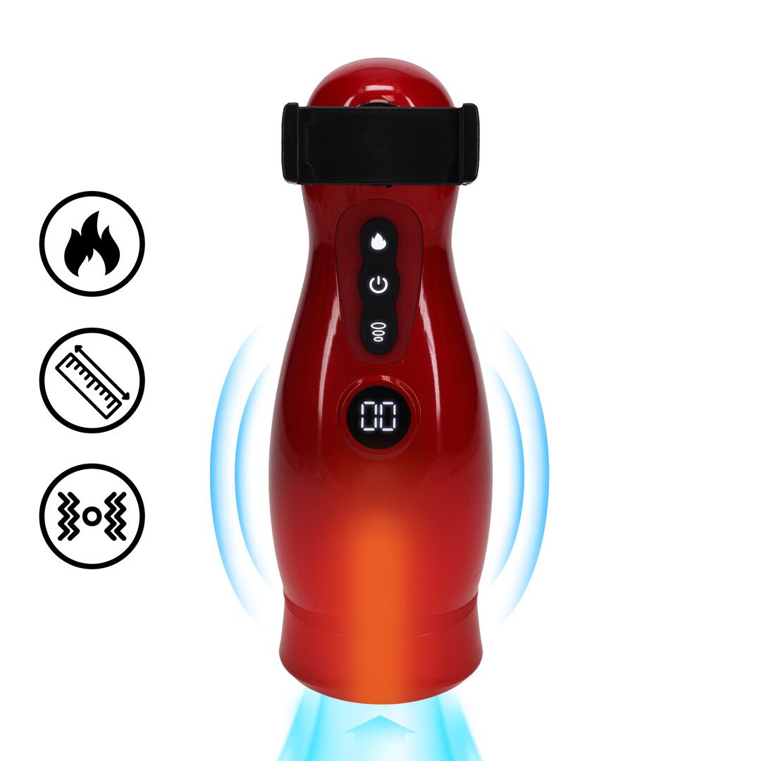 Pumped by shots Virtuo - Suction and Vibration Masturbator Pump with Phone Attachment - Metallic Red (8714273061409)