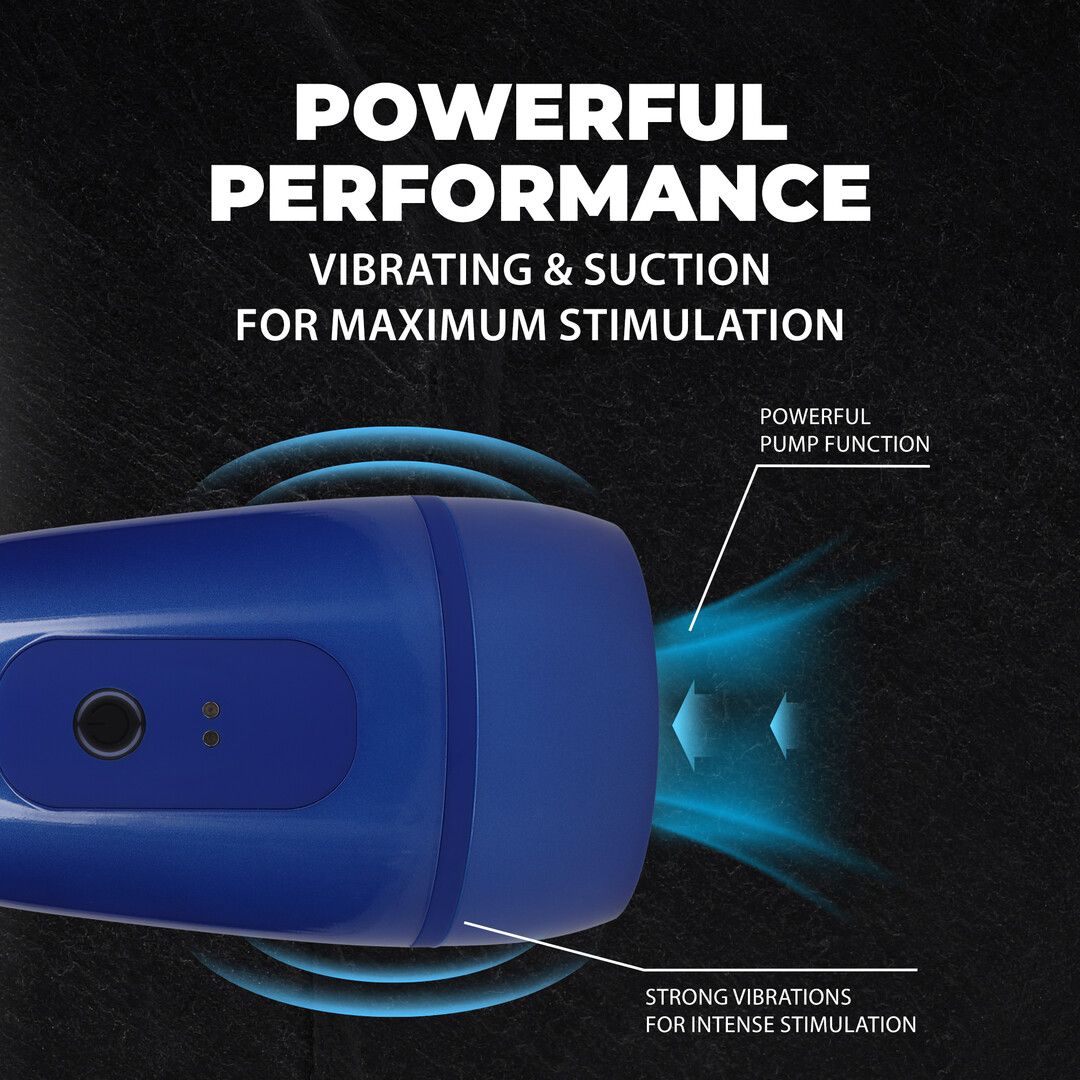 Pumped by shots Pulsar - Negative Pressure Suction and Vibration Masturbator Pump - Metallic Blue (8714273061478)