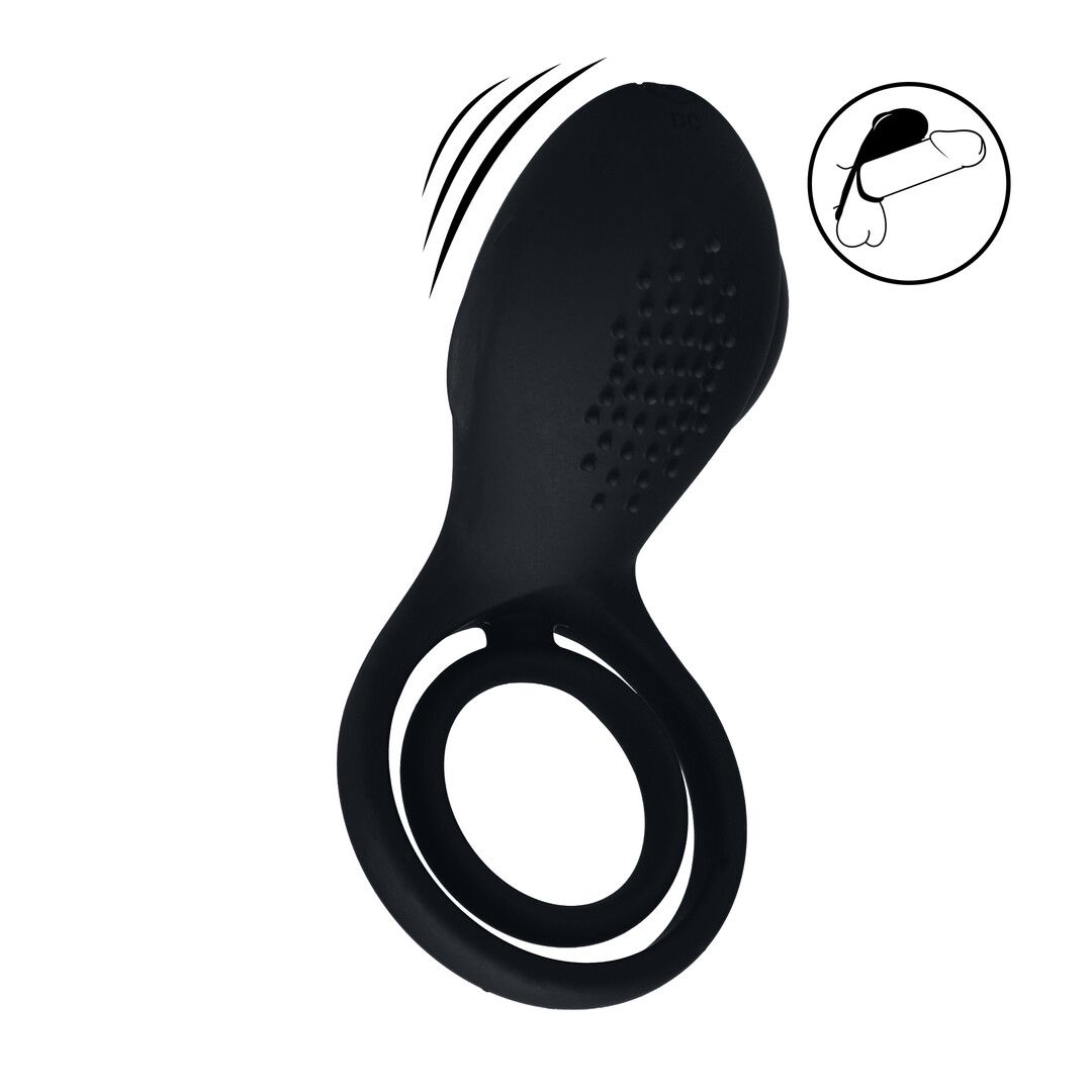 Levelz by shots Vibrerende Cock- en Ballring met Vleugelstimulator - Zwart (8714273067258)