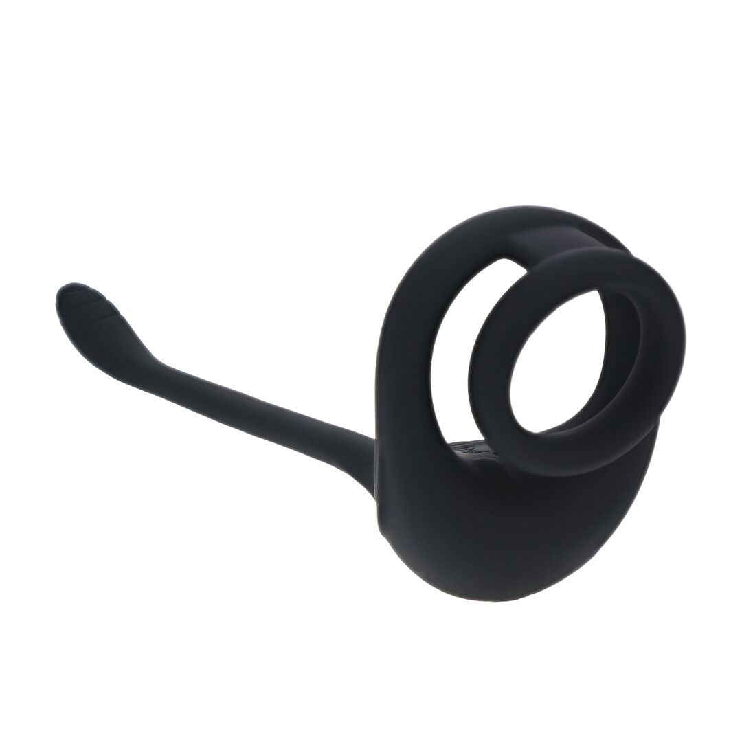 Levelz by shots Dubbele Motor Siliconen Cockring met Prostaat Stimulator - Zwart (8714273067852)