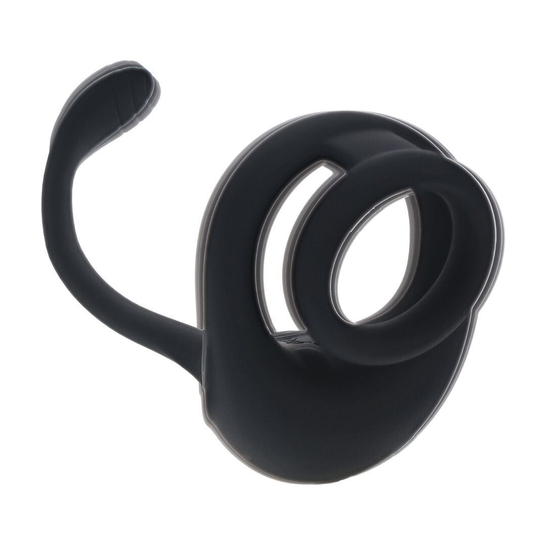Levelz by shots Dubbele Motor Siliconen Cockring met Prostaat Stimulator - Zwart (8714273067852)