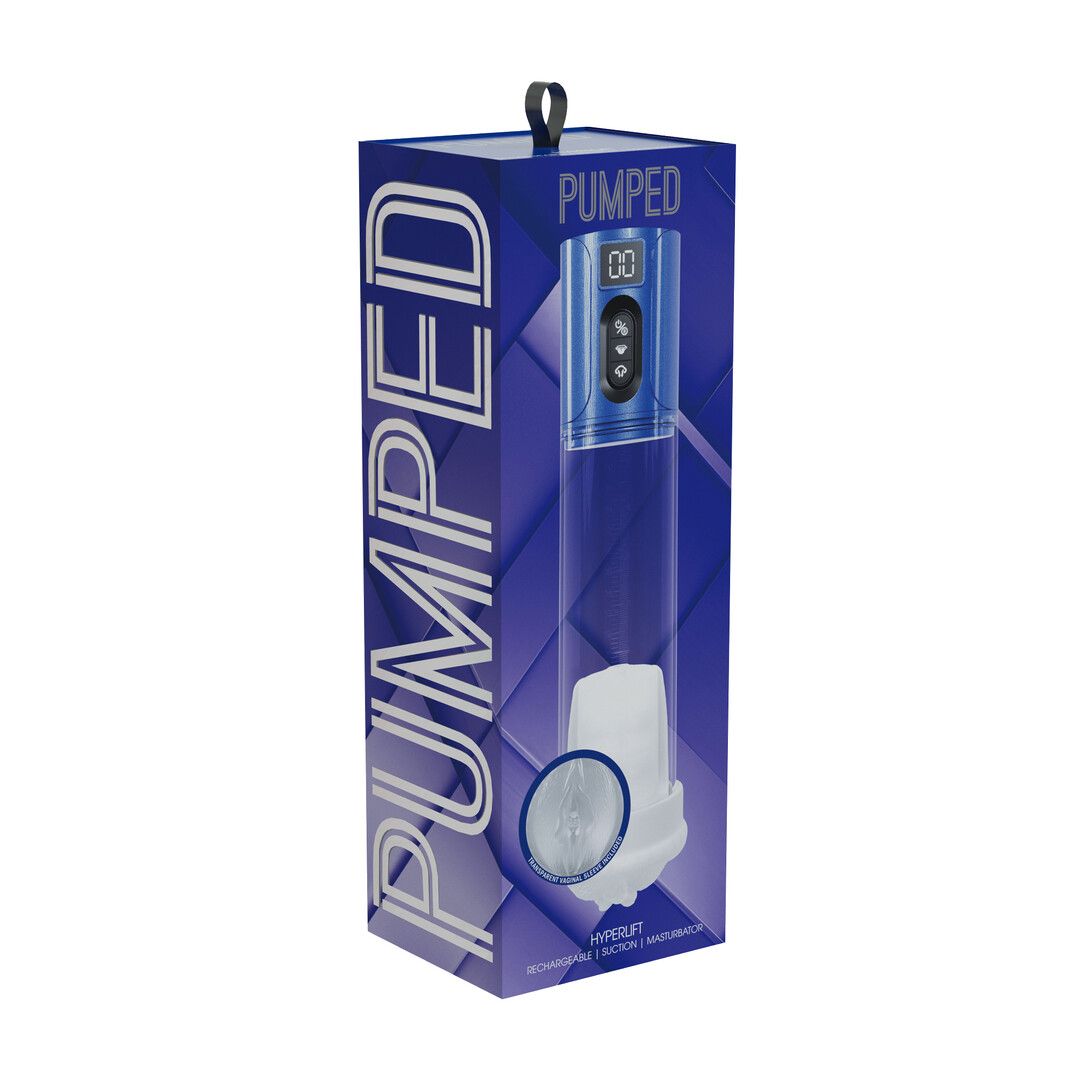 Pumped by shots MaxLift - 7 Function Suction Masturbator Pump - Metallic Blue (8714273061447)