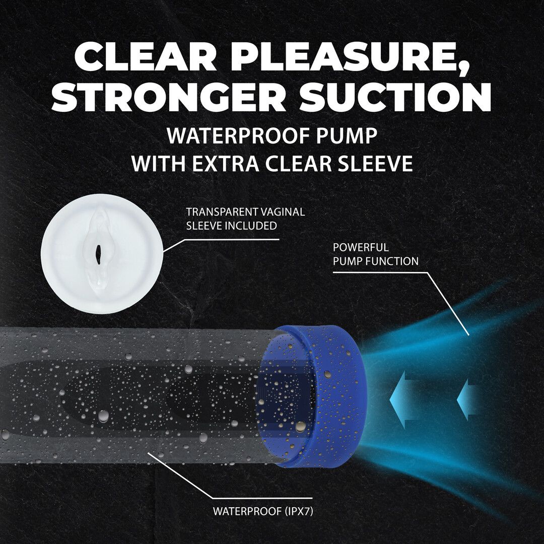 Pumped by shots Engage - Automatische Waterdichte Penis Pomp en Masturbator - Metallic Blauw (8714273059512)