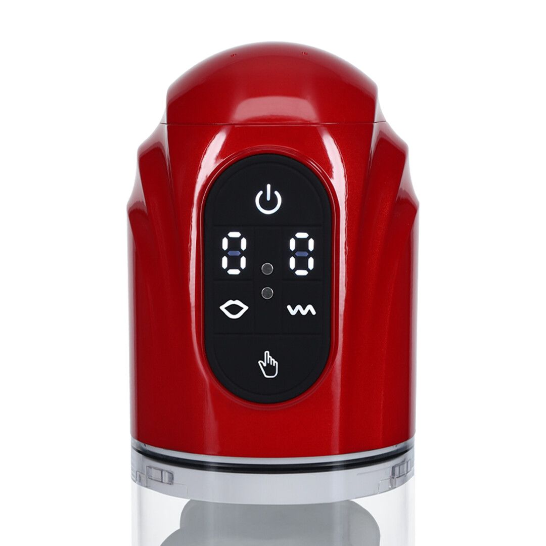 Pumped by shots TechnoThrust - Automatische Waterdichte Masturbator Pomp - Metallic Rood (8714273059574)