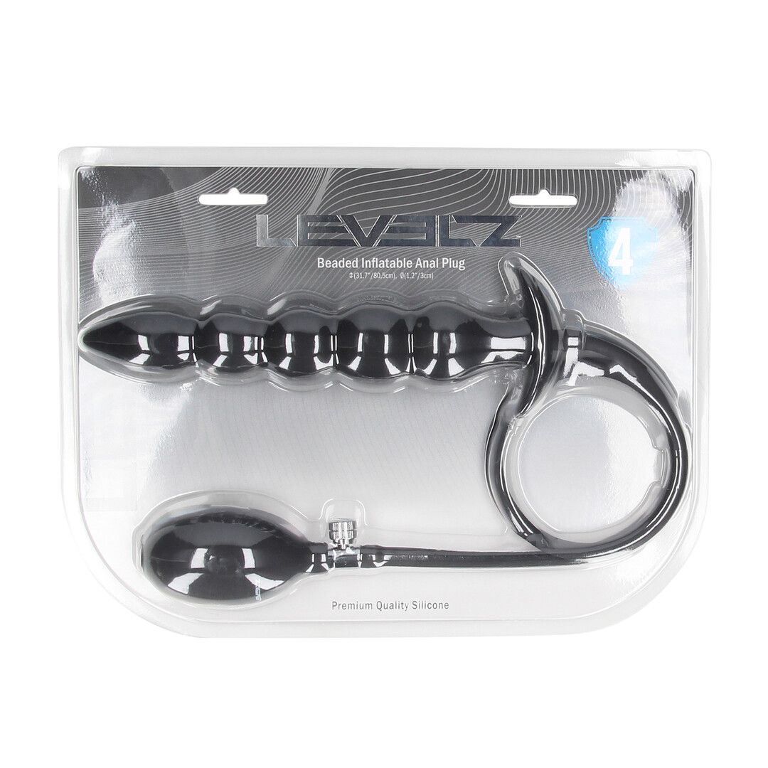 Levelz by shots Kralen Opblaasbare Siliconen Anale Plug - Zwart (8714273068354)