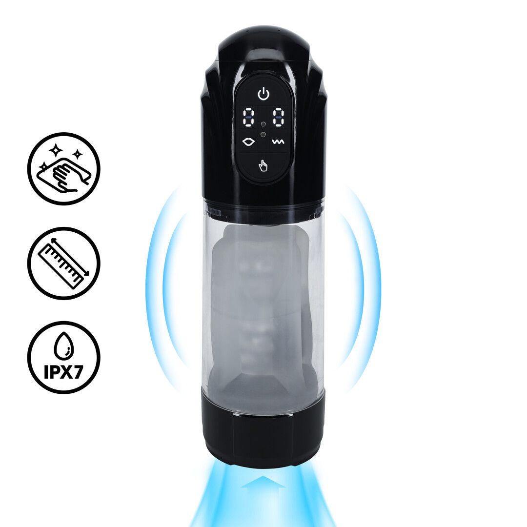 Pumped by shots TechnoThrust - Automatische Waterdichte Masturbator Pomp - Zwart (8714273059567)