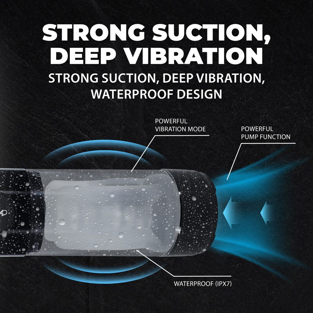 Pumped by shots TechnoThrust - Automatische Waterdichte Masturbator Pomp - Zwart (8714273059567)