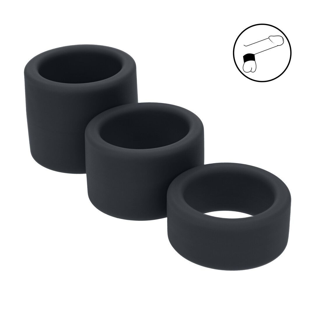 Levelz by shots Vloeibare Siliconen Balriem Set van 3 - S/M/L - Zwart (8714273062222)