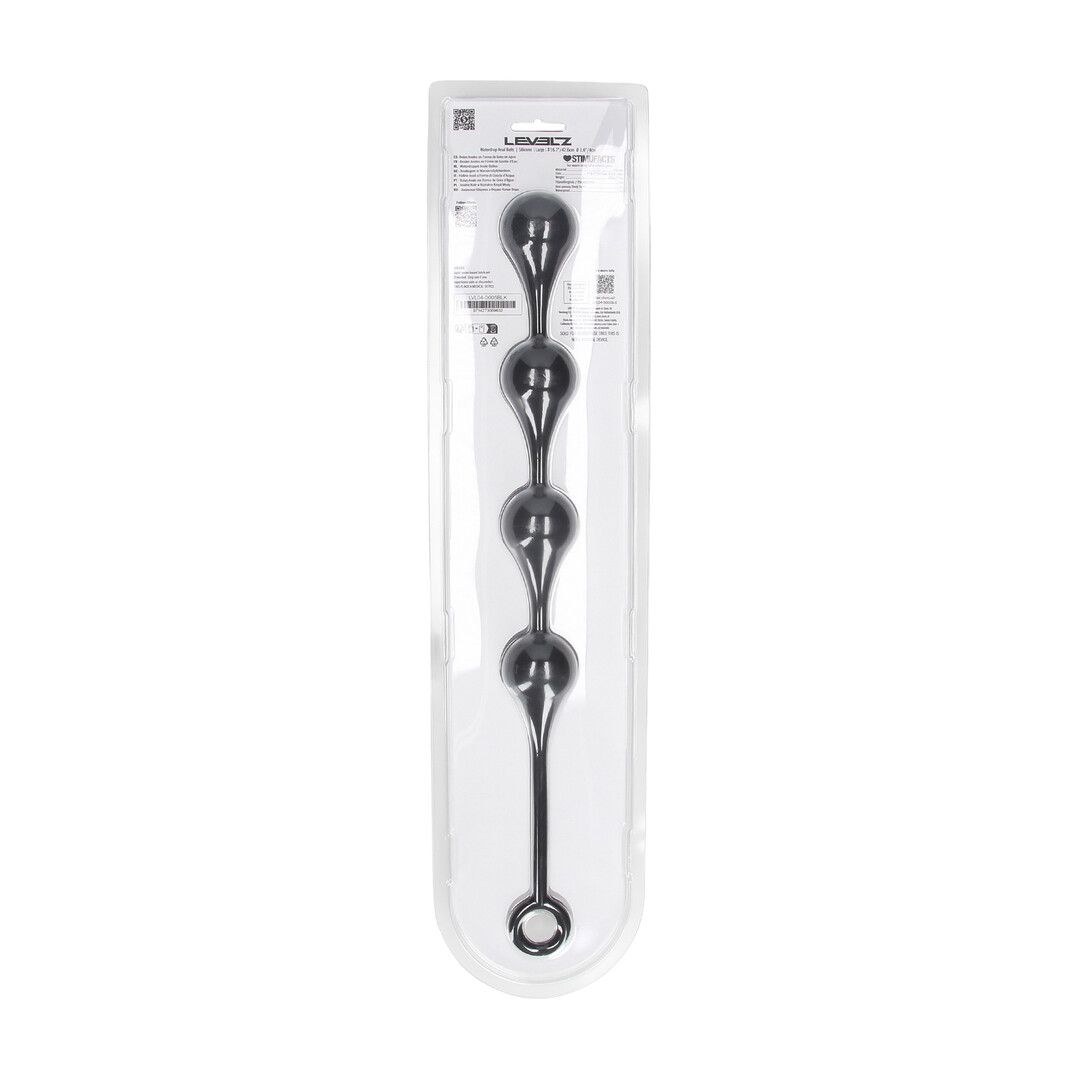 Levelz by shots Waterdrop Siliconen Anale Ballen - L - 40mm - Zwart (8714273069832)
