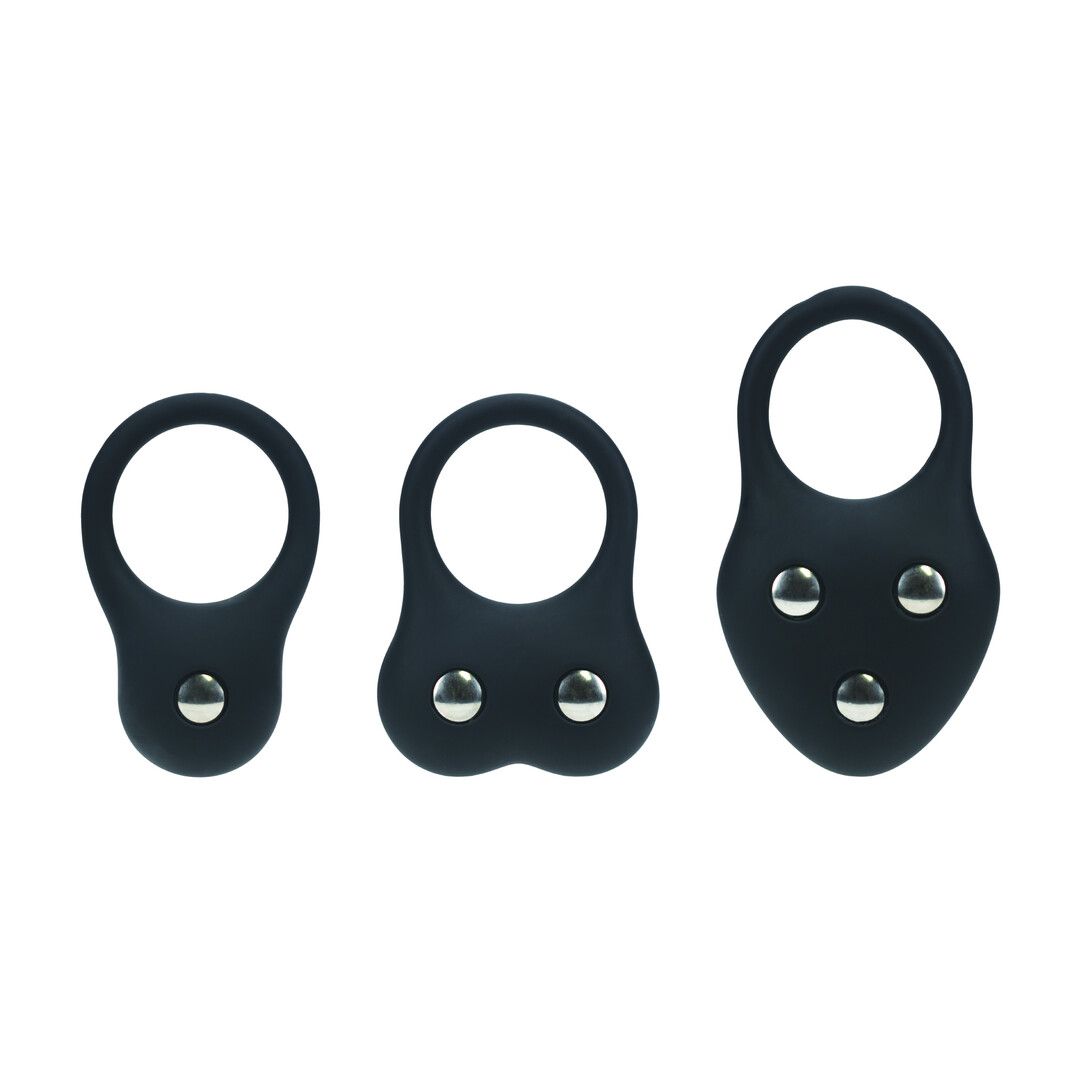 Levelz by shots Siliconen Trainings Cockring Set van 3 - S/M/L - Zwart (8714273063854)